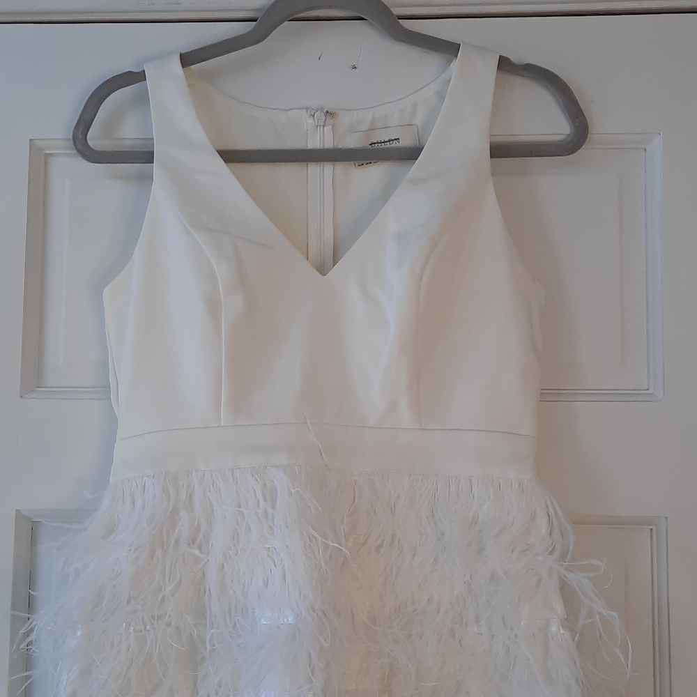 BHLDN Anthem White Feather Mini Dress New size Small - Picture 4 of 9
